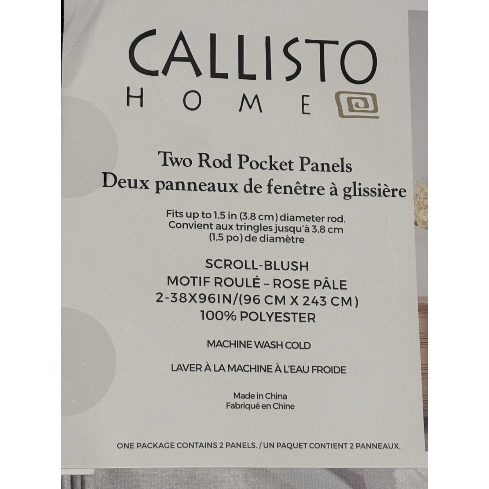 Callisto Home Heron Bird Window Curtains Panels 38 X 96” Set Of 2 Panels Blush