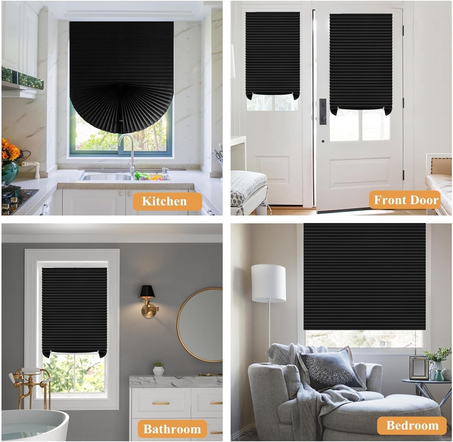 Window Blinds Cordless Blackout No Drill Cut to Size Clip On Stick On Self Ad…