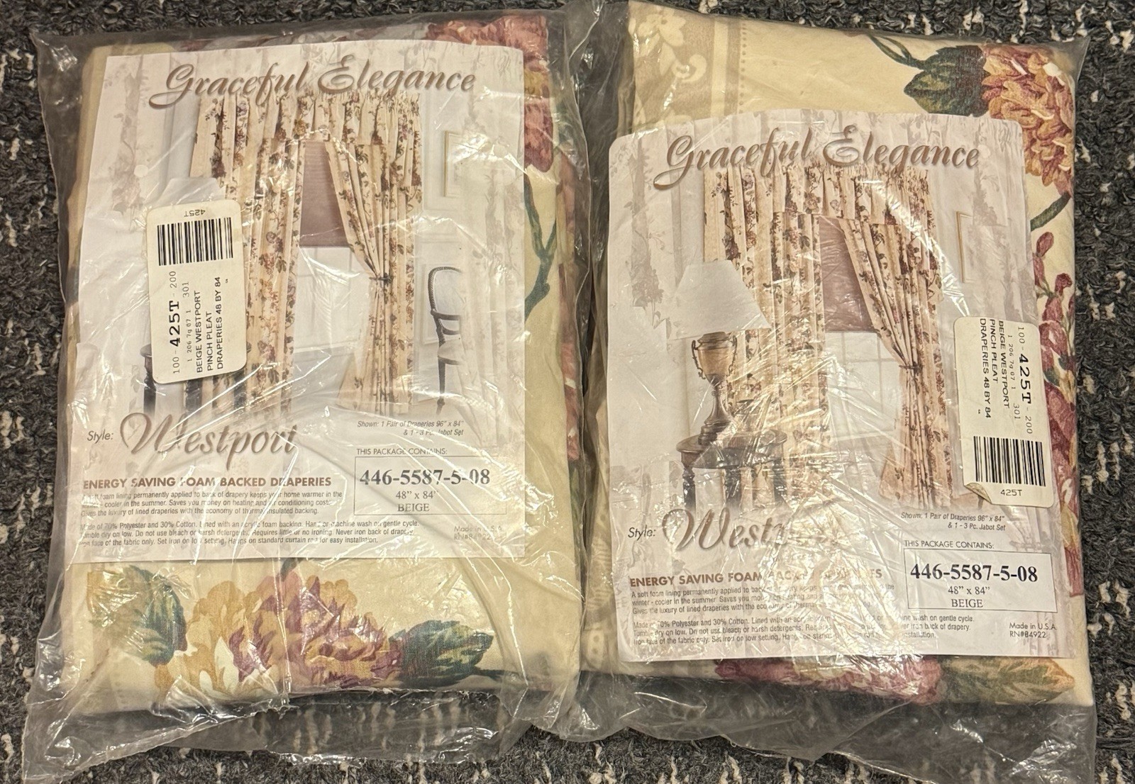 Westpoint Pinch Pleat 2 Pair DRAPERIES CURTAIN 48″ W x 84″ L BEIGE NEW NOS