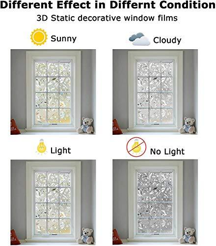 Window Film, Decorative Window Privacy Film, 3D Stained 17.5 x 78.7 Inch 3d