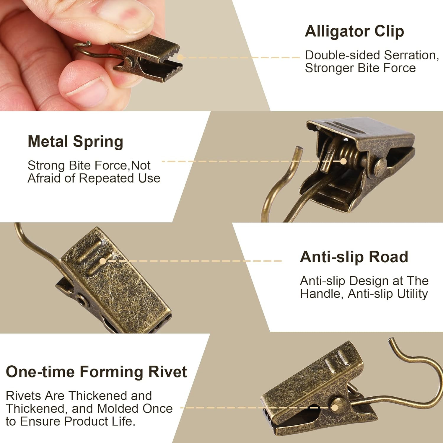 30 Pack Mini Bronze Curtain Clips Heavy-Duty Hook Clip Set for Photos