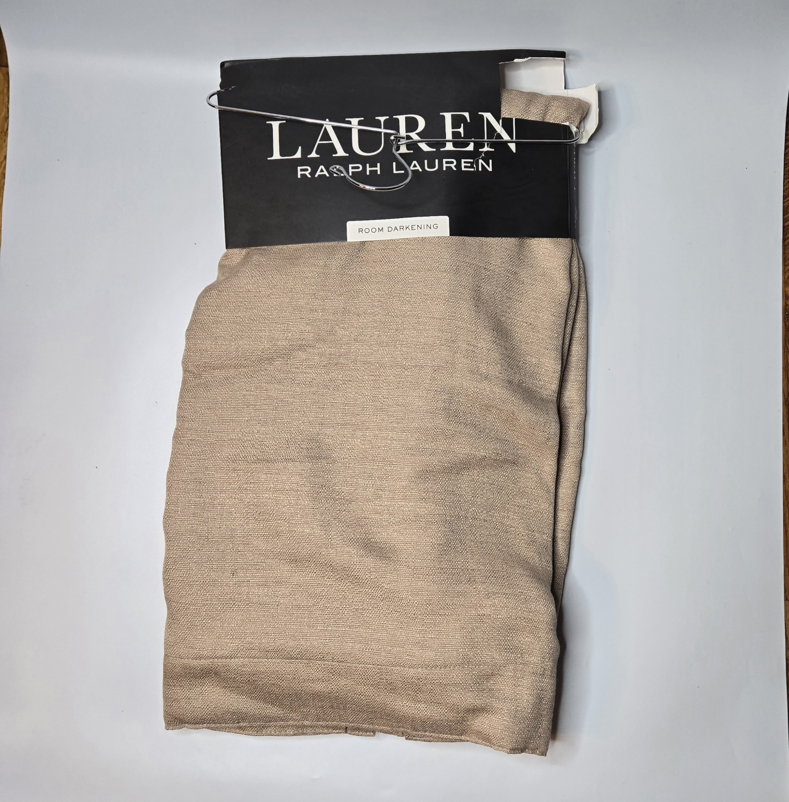 2 Ralph Lauren Maceio Taupe Room Darkening Thermal Lined Drapery Panels 54×96