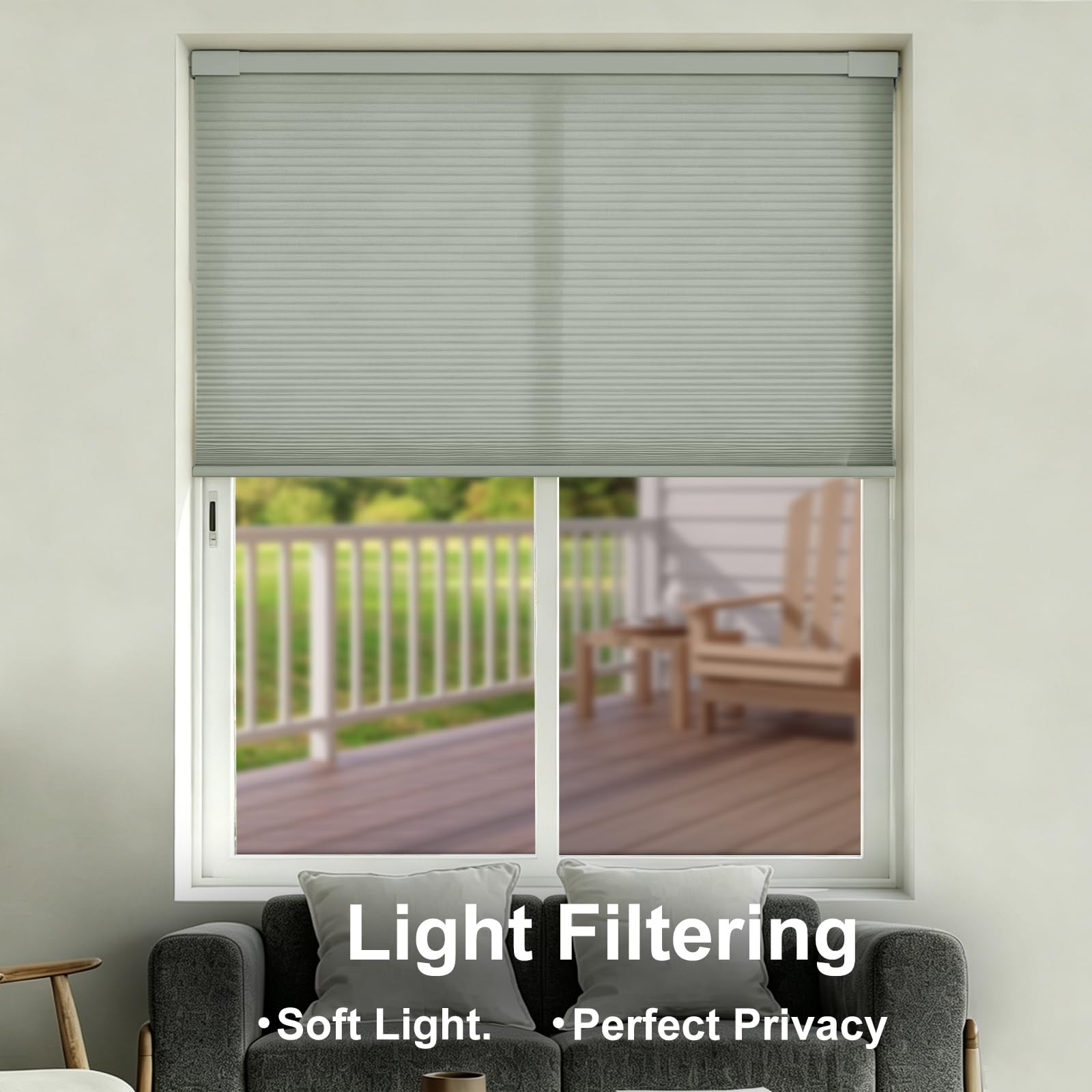 Changshade No Drill No Tools Light Filtering Cellular Shades,Cordless Blinds …
