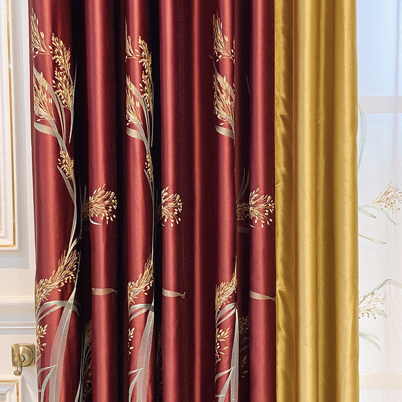 Pastoral classical Chinese embroider silk livingroom red valance curtain M1597*