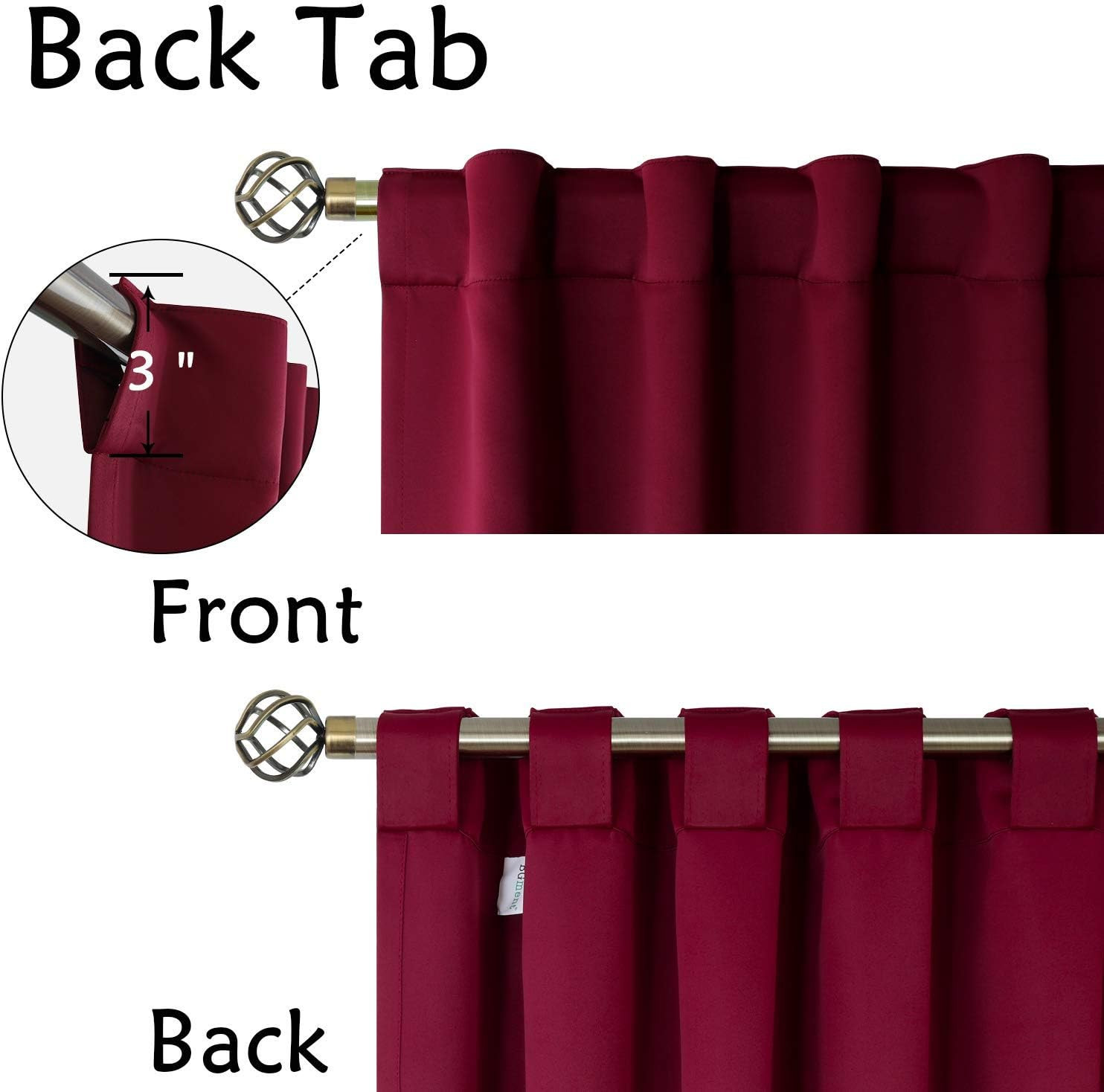 Christmas Red Blackout Curtains 63 Inch Length – Rod Pocket and Back Tab Thermal