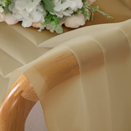 Sheer Curtains 96 inches Long 2 Panels, Light 42″W x 96″L (Pack of 2) Gold