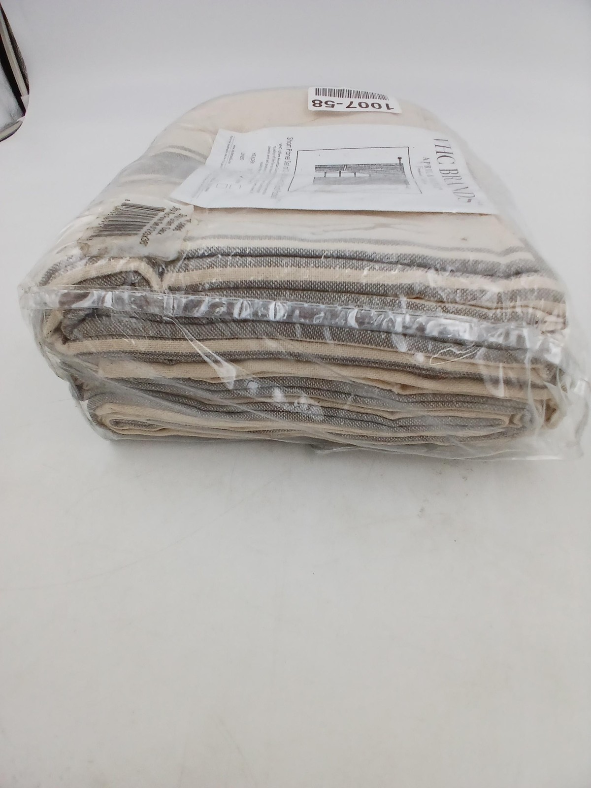 VHC Brands Grace Grain Sack Curtain Panel Set 2 Unlined 63×36 Stripe Farmhouse