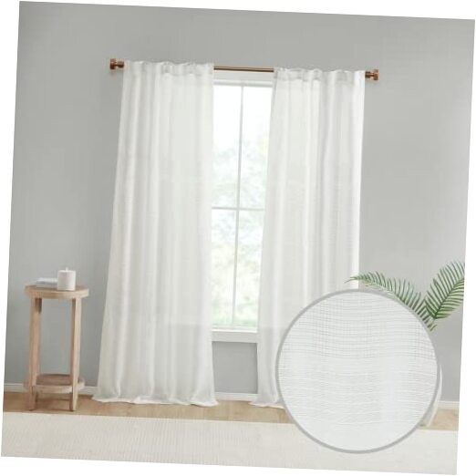 Aida 2-Panel Pack Sheer Curtains, Yarn Dye, 37″W x 84″L (Pack of 2) White
