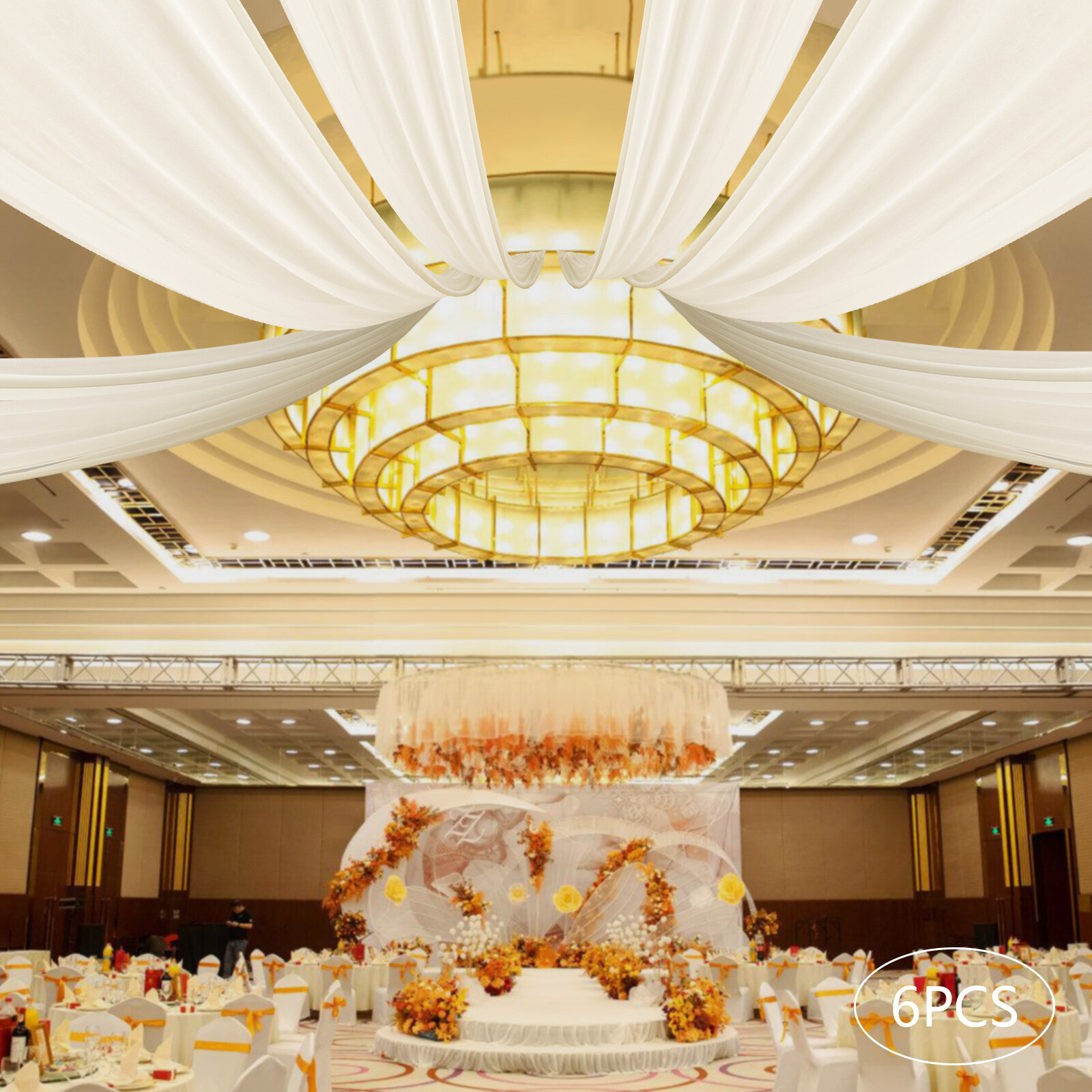 6PCS 5x30FT Ceiling Drapes Ceiling Draping Backdrop Curtains for Party Wedding