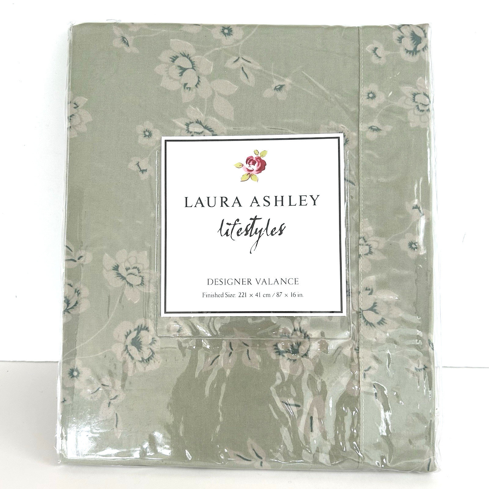 Laura Ashley Liliana Seagreen Floral Valance Window Curtain Topper NEW 87 X 16