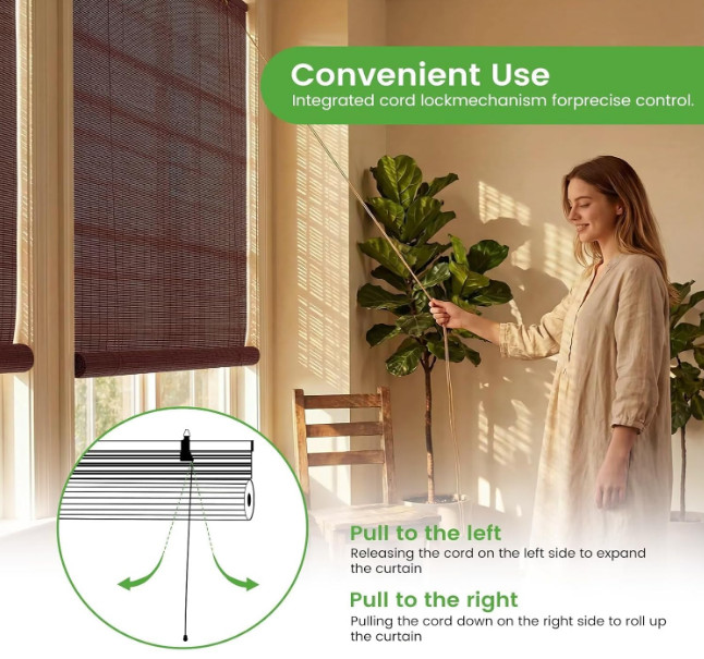 Bamboo Blinds Roller Shades for Windows Bamboo Shades for Indoor and Outdoor Pat