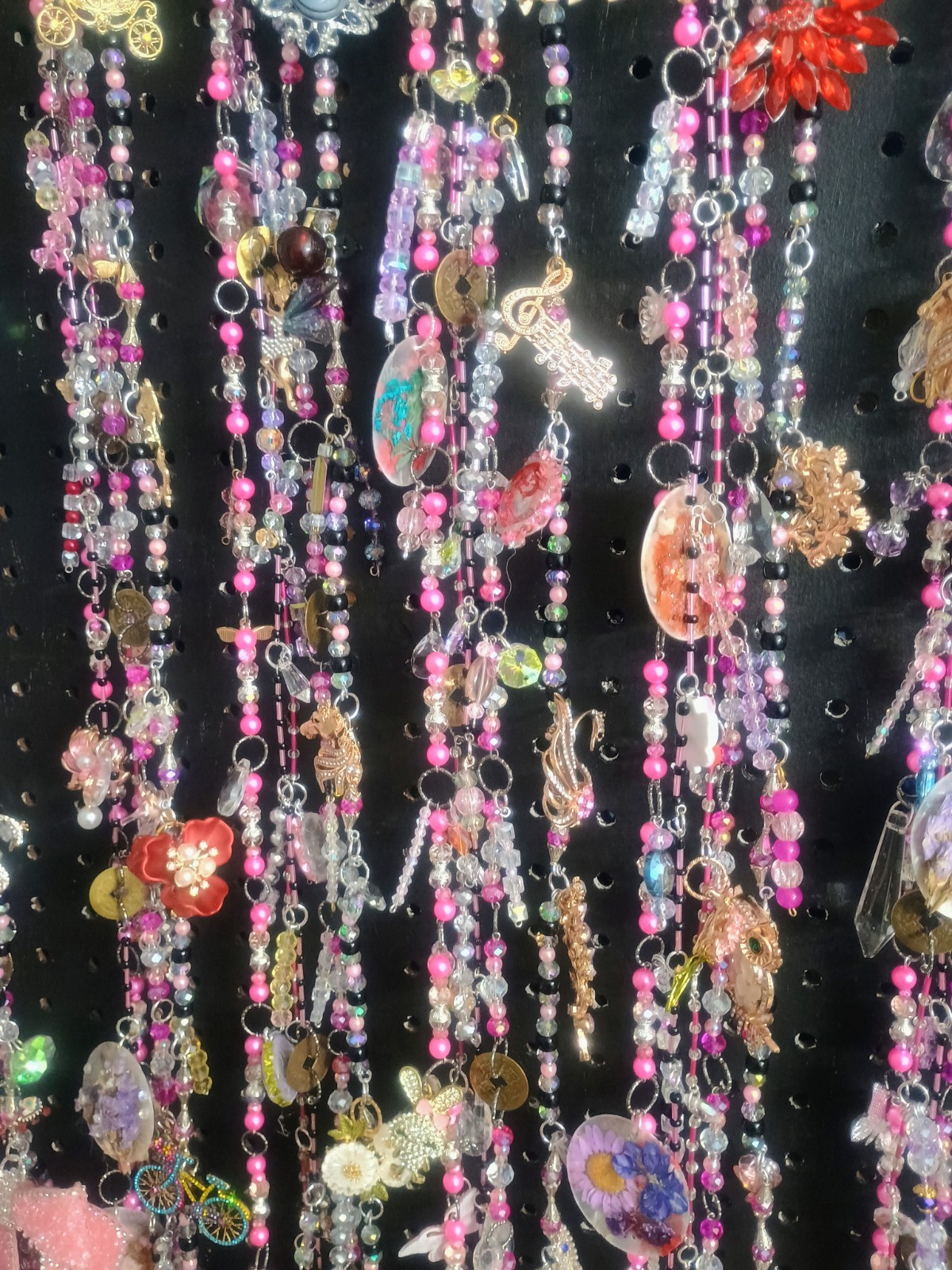 Bicycle Bunny Crystal Curtains With Charms, Set Of 7