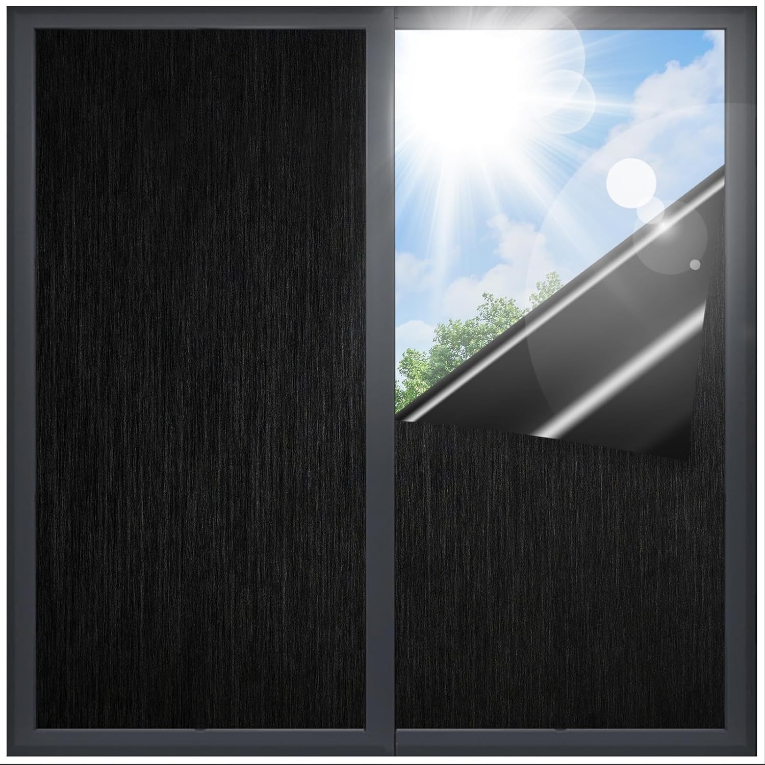 Blackout Window Privacy Film 100% Lighting Blocking Anti UV Removable Frosted