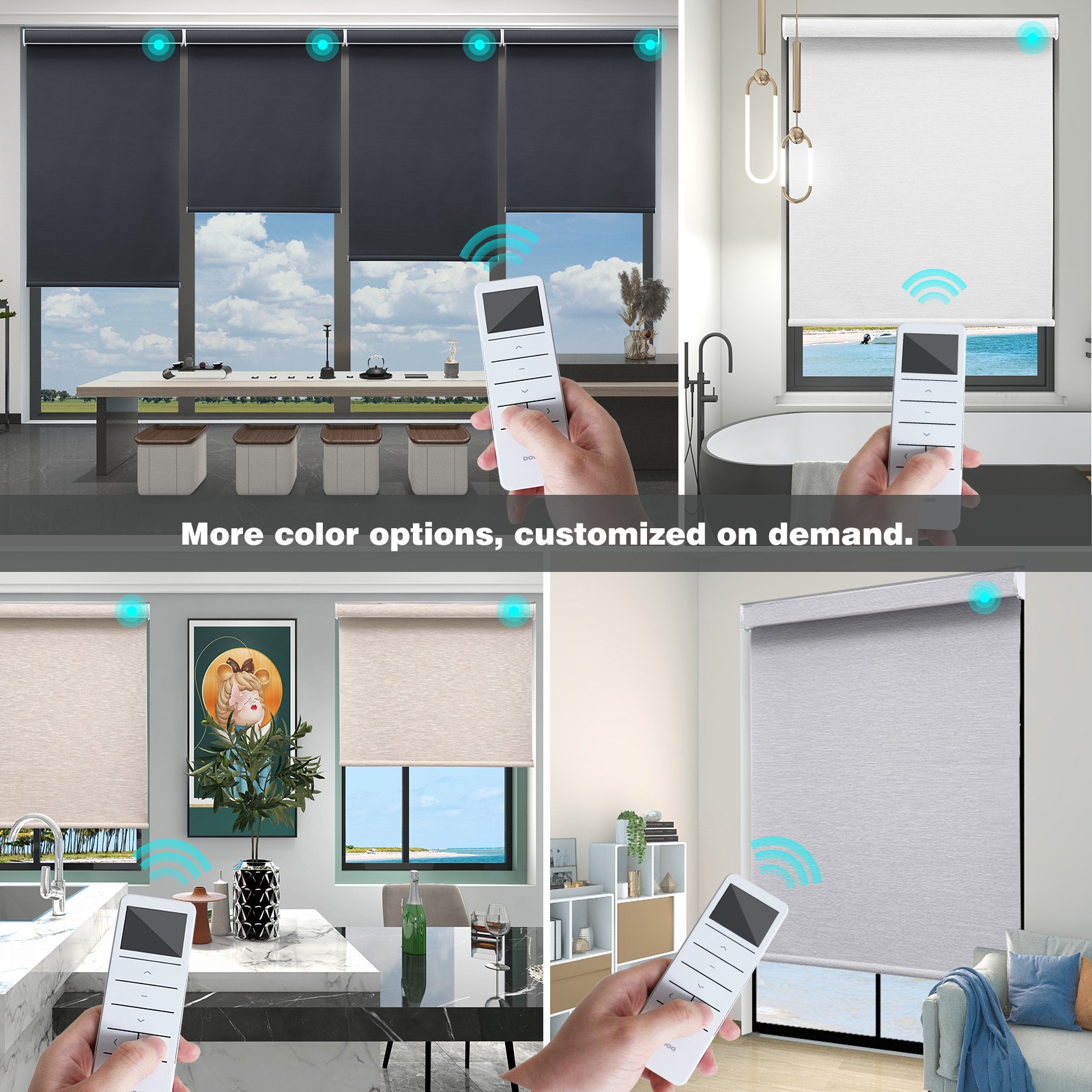 Changshade CUSTOM Electric Roller Shade Motorized 100% Blackout Window Blind