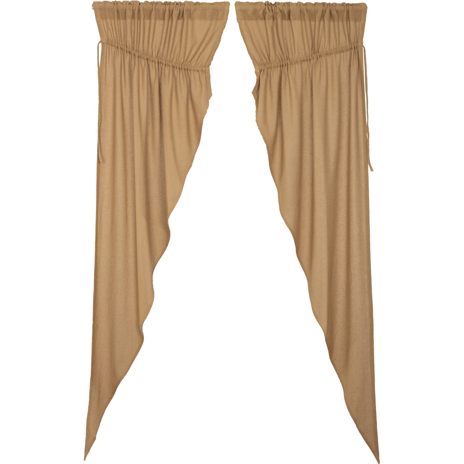 New Primitive Farmhouse Rustic NATURAL TAN BURLAP PRAIRIE SWAGS Curtains 84″
