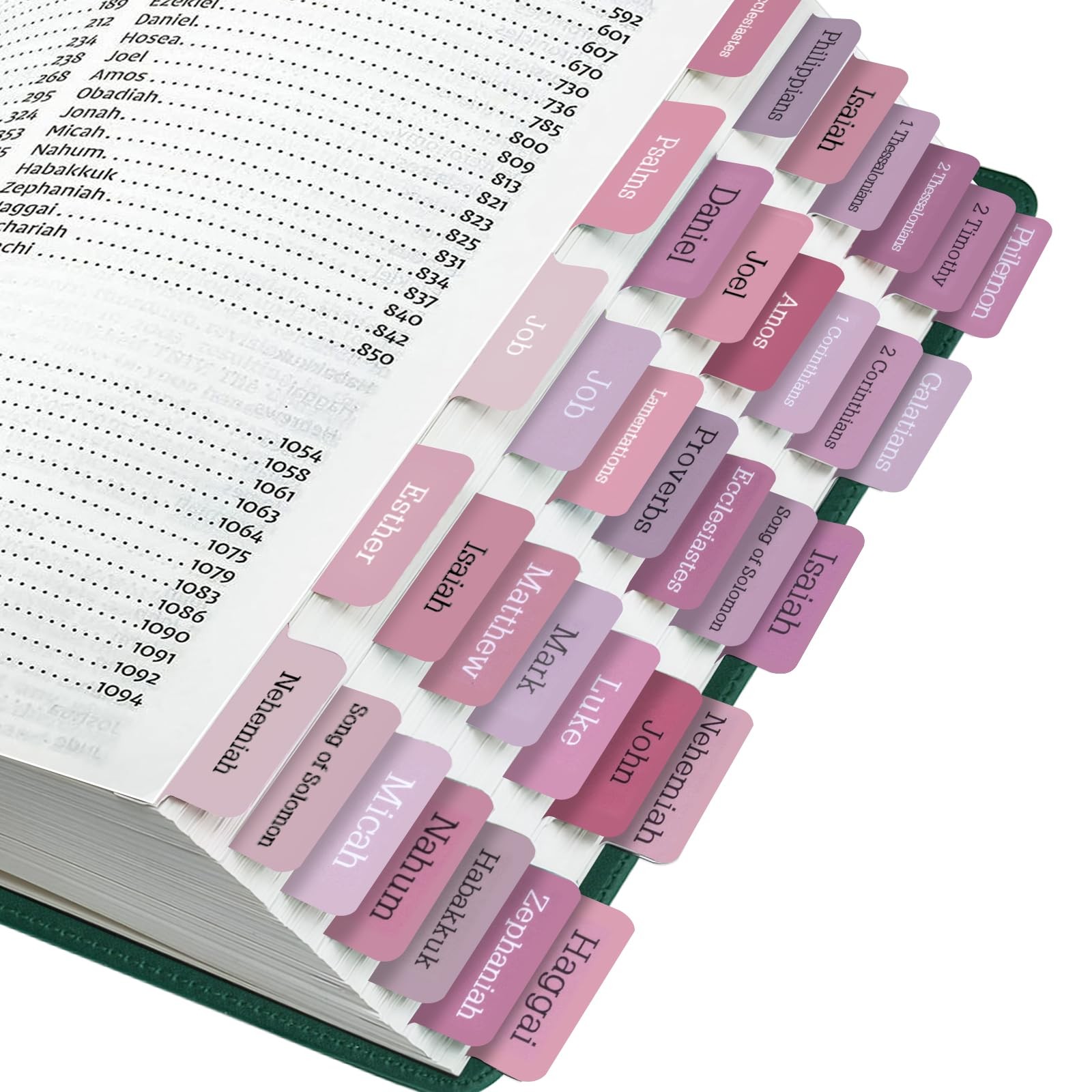 Bible Tabs, 75 Laminated Index Tabs for Women and Men, Pink