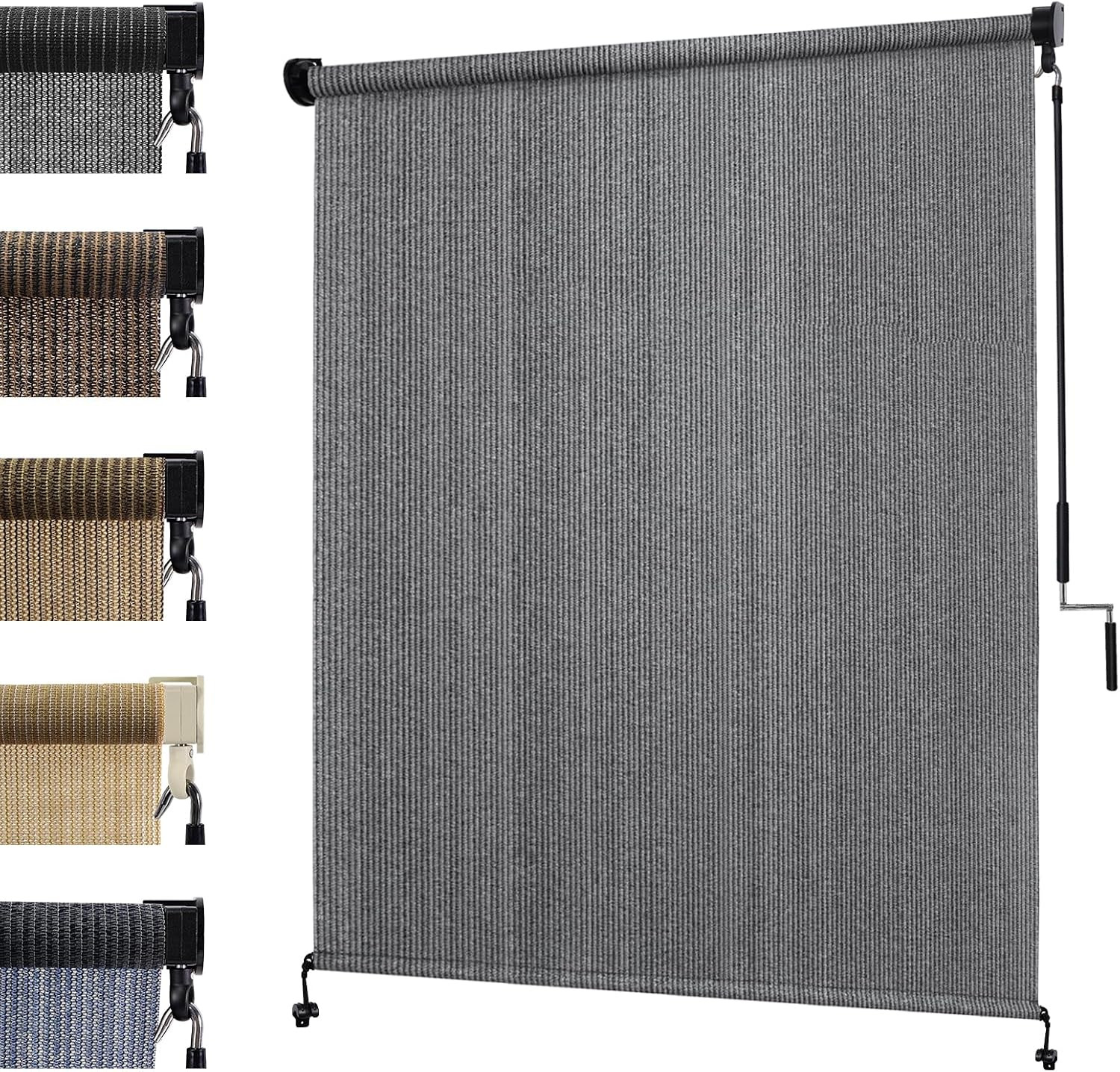 Light Grey 8′ x 6′ Cordless Outdoor Roller Shade for Patio & Pergola