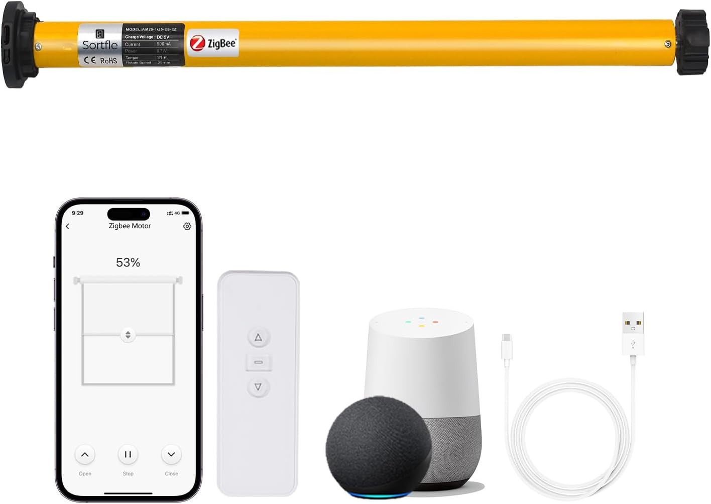 Rechargeable Zigbee Blinds Motor – Wireless Control with Alexa & Google Home