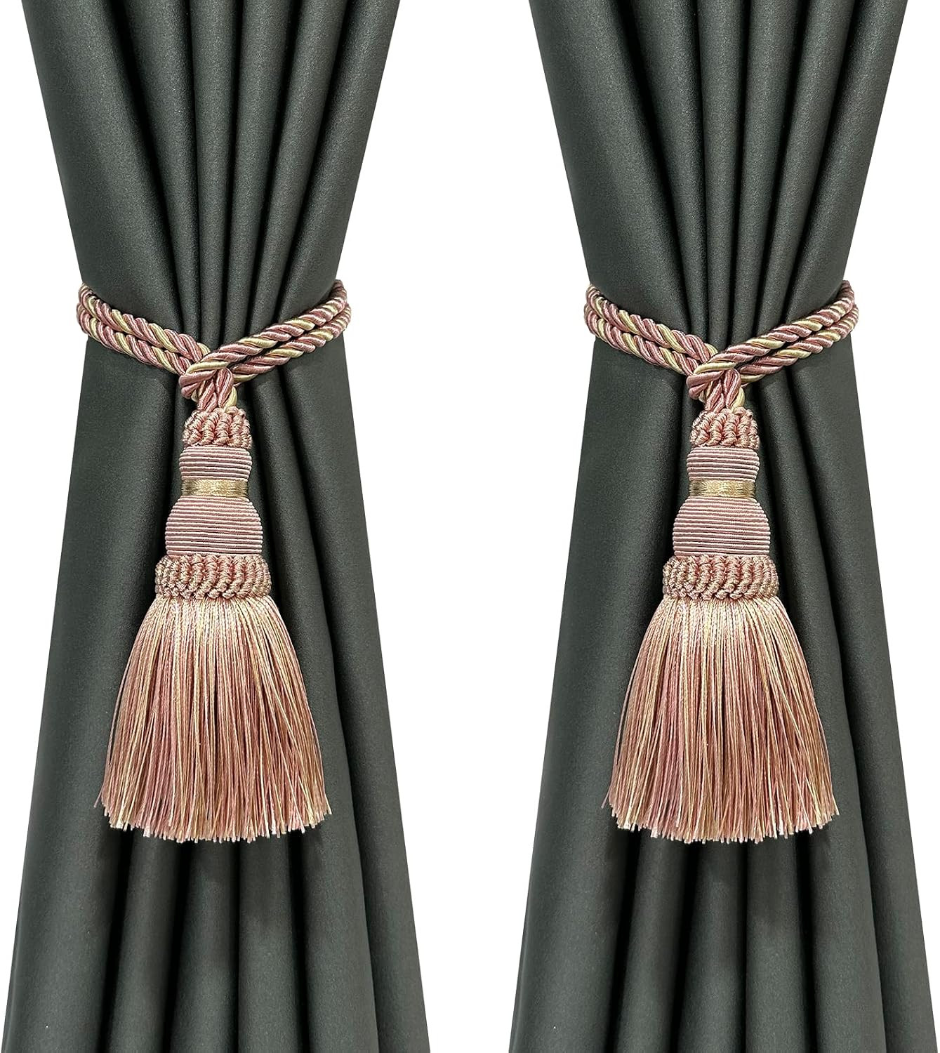 2 Pack Curtain Tie Backs Rope Tassels for Curtains Drape Tiebacks Handmade