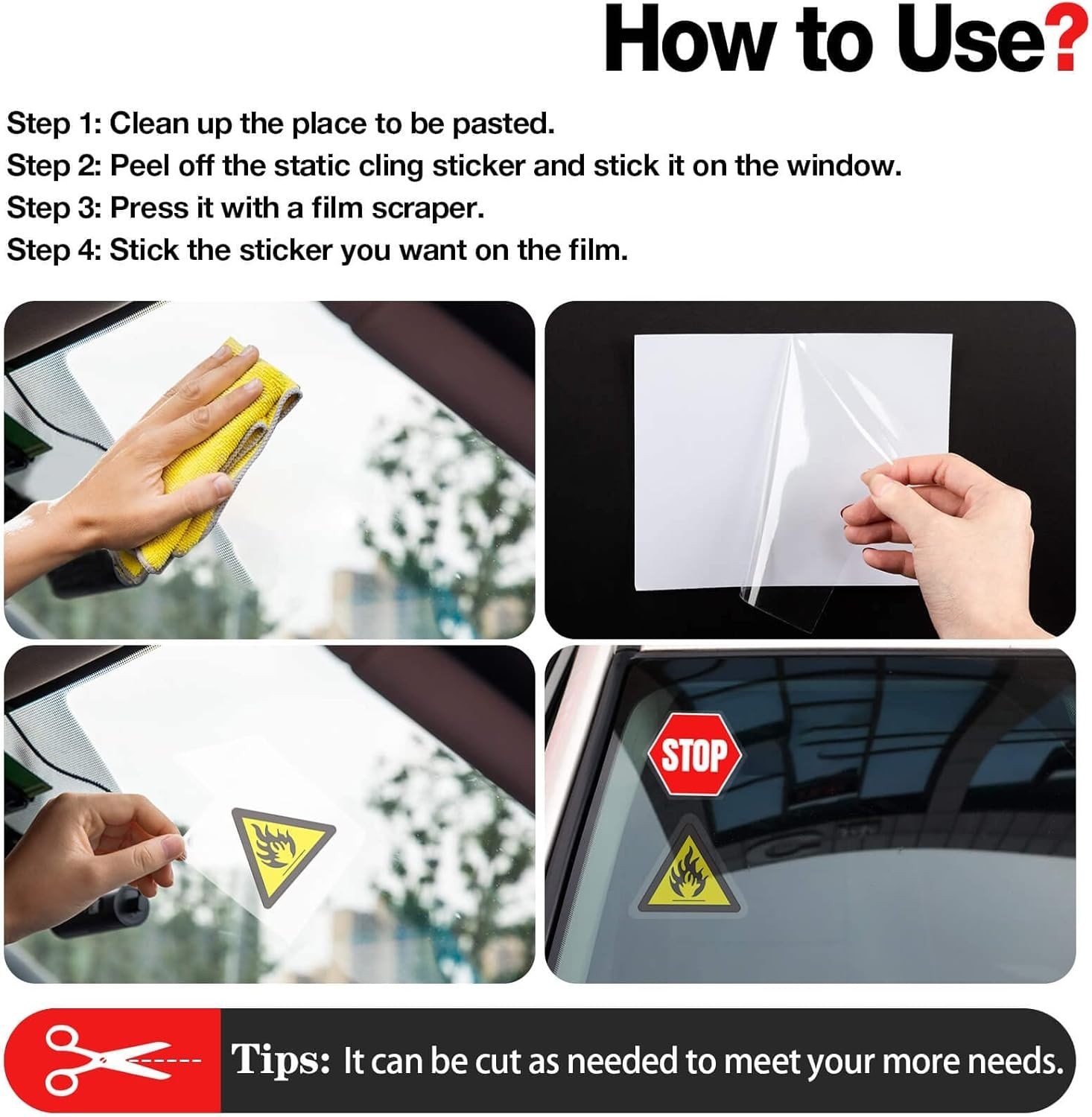 Windshield Sticker Applicator Static Cling Window Film Clear Car Window Sticker