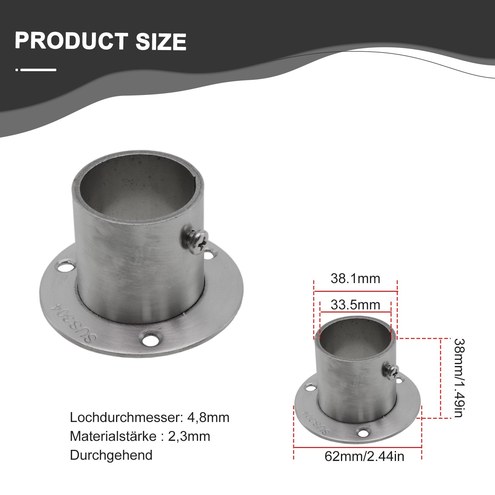 Thicken Stainless Steel Wall Flange Anchor Secure Attachment for Round Tubes