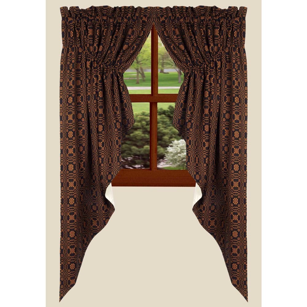 New Primitive Coverlet BLACK MUSTARD LOVERS KNOT PRAIRIE SWAGS Panels Curtains