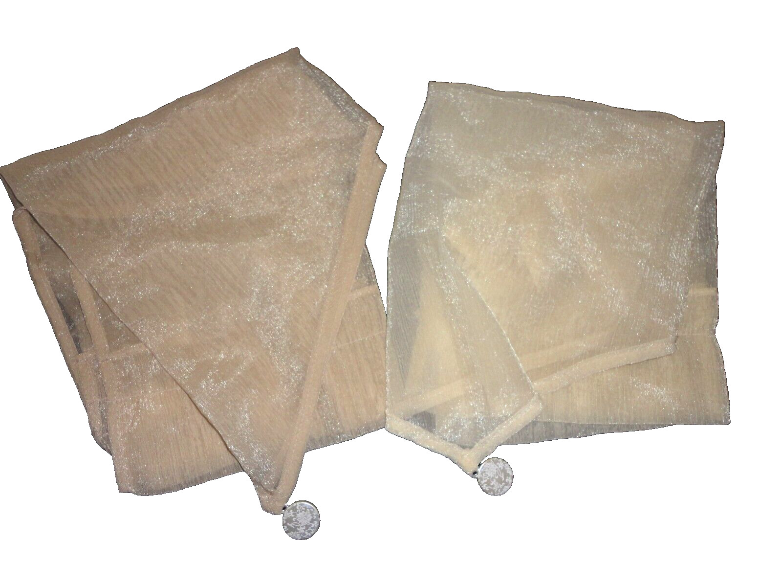 CROSCILL RICE PAPER SHIMMER CHAMPAGNE/LIGHT GOLD (2) ASCOT VALANCEs 40 X 25