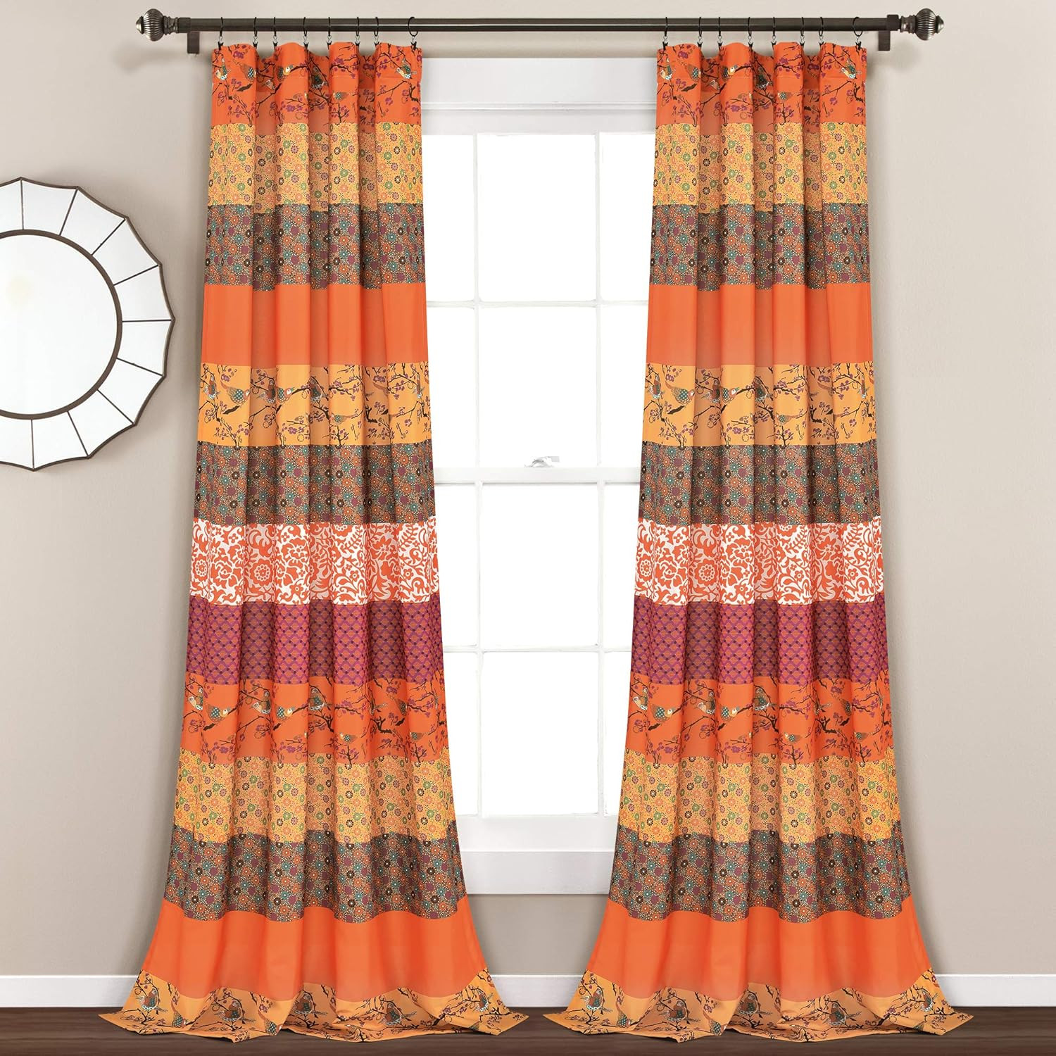 Royal Empire Light Filtering Window Curtain Panels, Pair, 52″ W X 84″ L, Tangeri