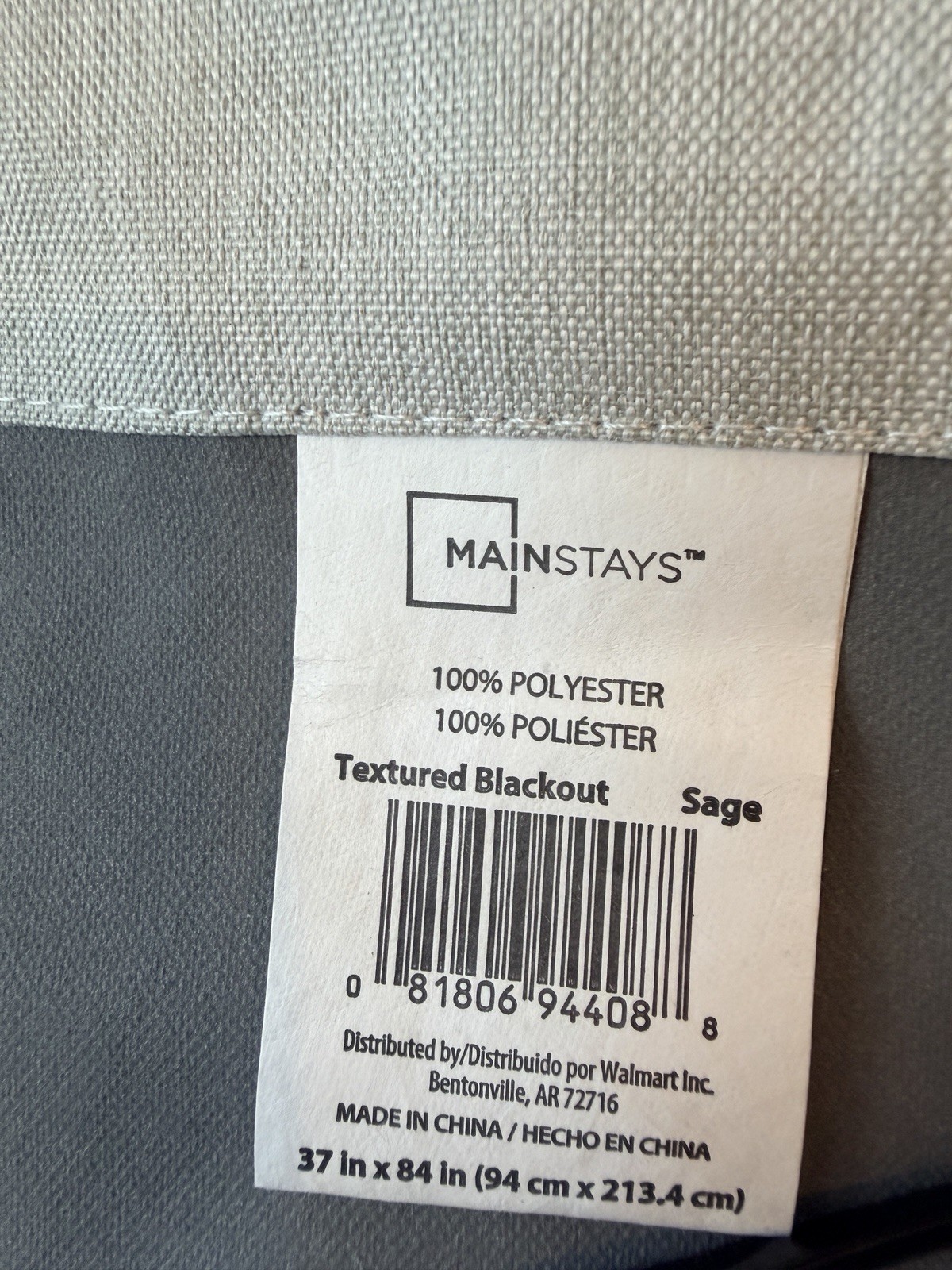 Mainstays Iris Linen Look 100% Blackout Curtain 1 Panel, Gray, 37″W x 84″L