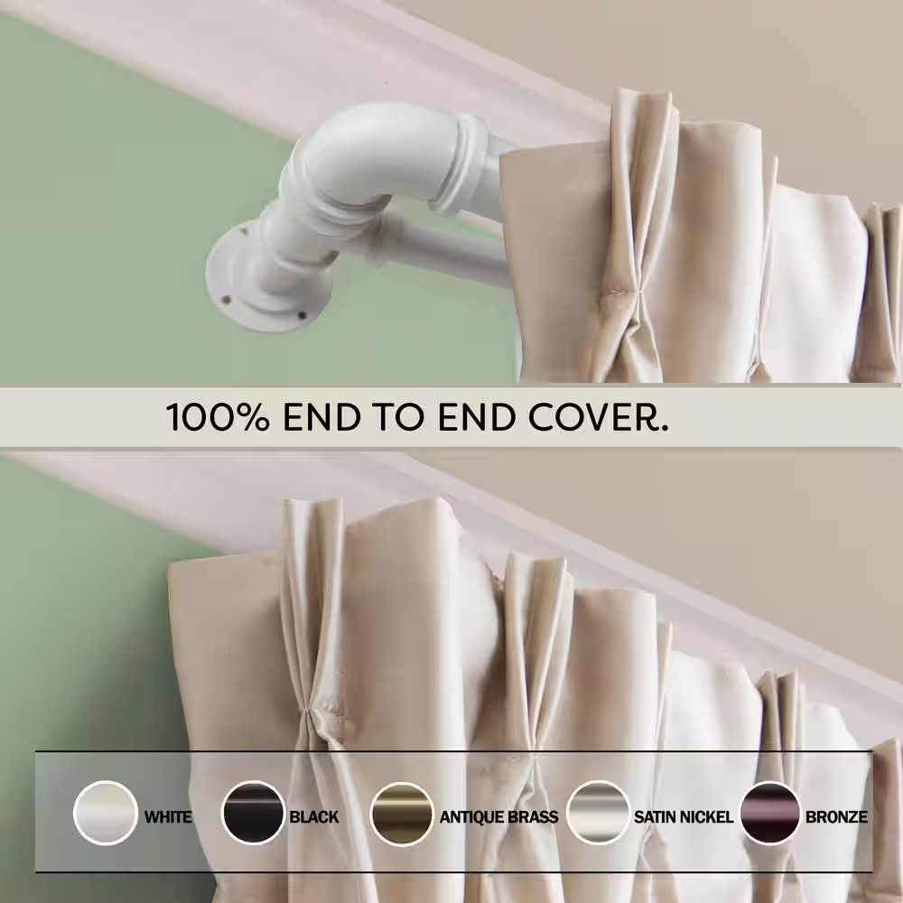 1 Inch Pipe Double Blackout Curtain Rod 48-84 Inch-White