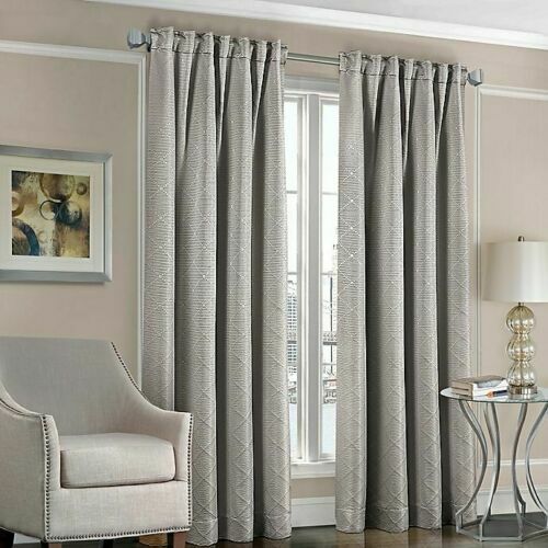 Designers’ Select Satin Diamond 108-Inch Rod Pocket Window Curtain Panel in Grey
