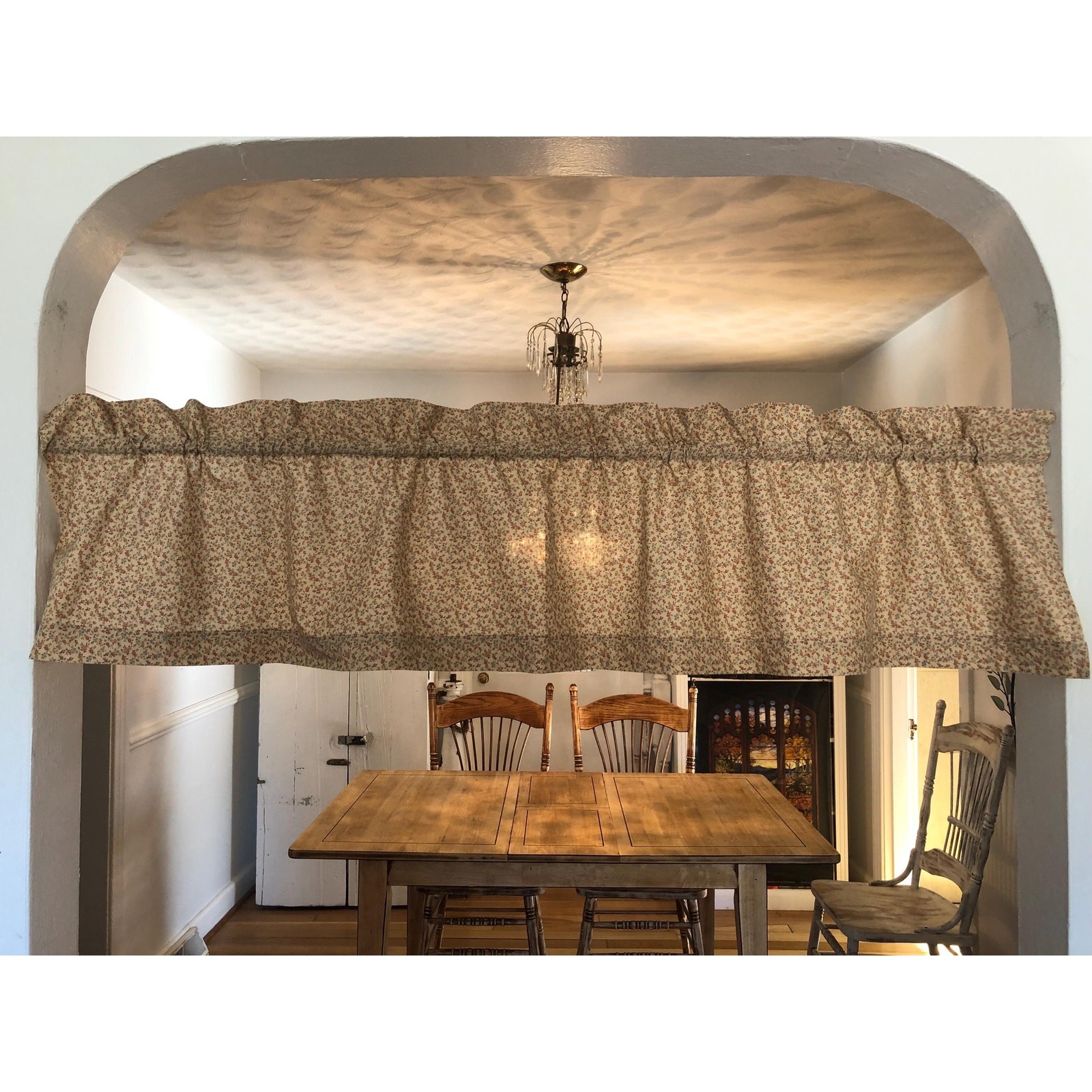 Handmade Peach Valance, Calico 68wX15”drop Vintage Cottagecore 2 Sold Separately