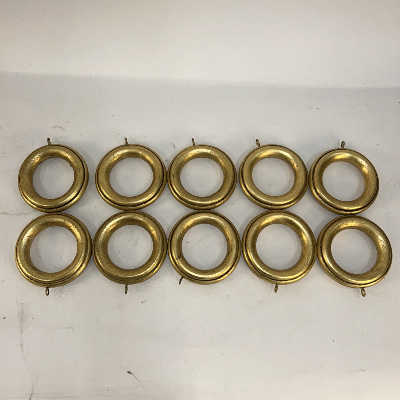 Lot Of 10 Medium Gold Painted Curtain Rod Rings 2 1/4” FREE SHIPPING