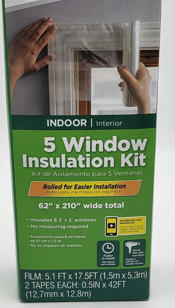 Duck Indoor Window Insulation Kit 5 Count 62″x210″ Wide Total – New