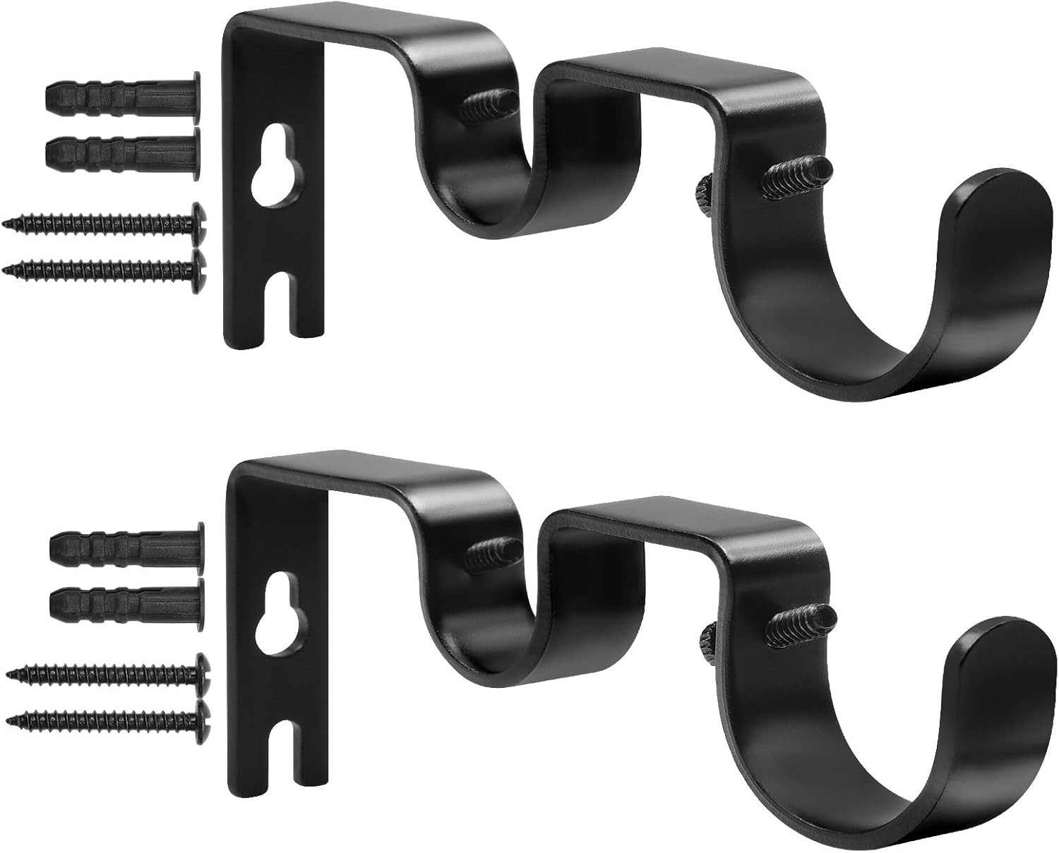 Heavy Duty Double Curtain Rod Bracket Double Rod Holders for 1 1/4 Inch and 3/4