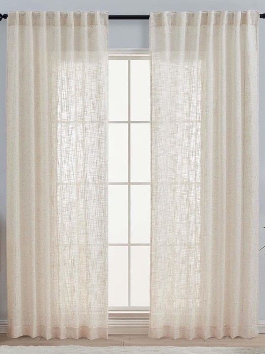 OWENIE Natural Amy Back Tab Curtains 52” X 84” Polyester/Linen