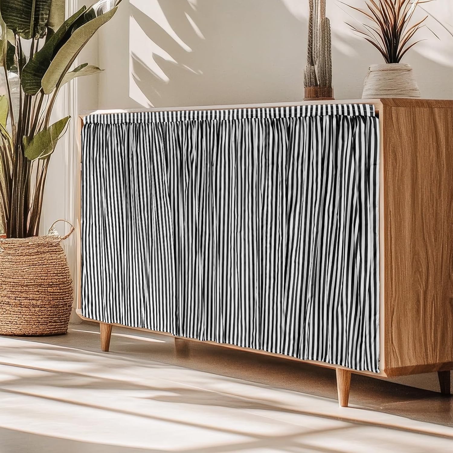 Contemporary Privacy Solution: 51×28 Striped Cabinet Curtains – Machine Washable