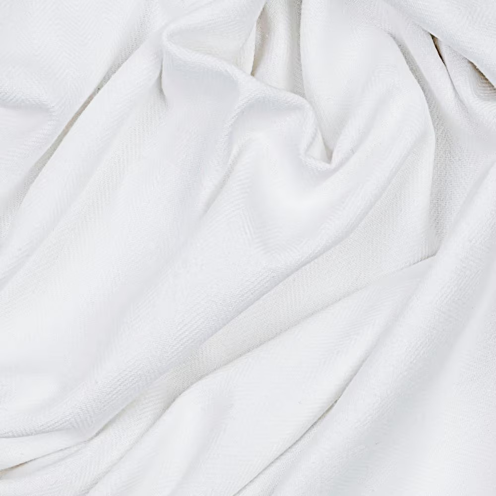 Herringbone White Solid 48 In. W X 63 In. Room Darkening Single Panel Rod Pocket