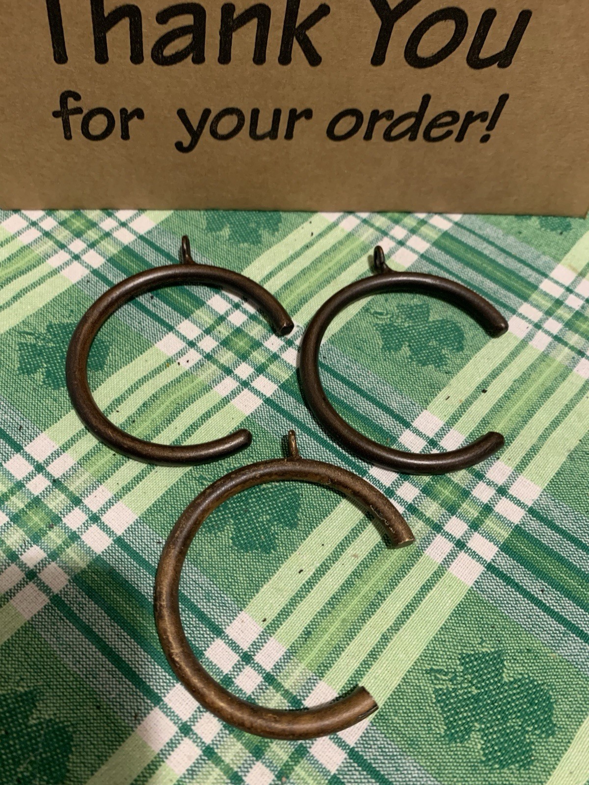 ❤️3 wrought Iron Easy Glide C Loop Curtain Rings Mix Brown Black For 2” Rod/Pole