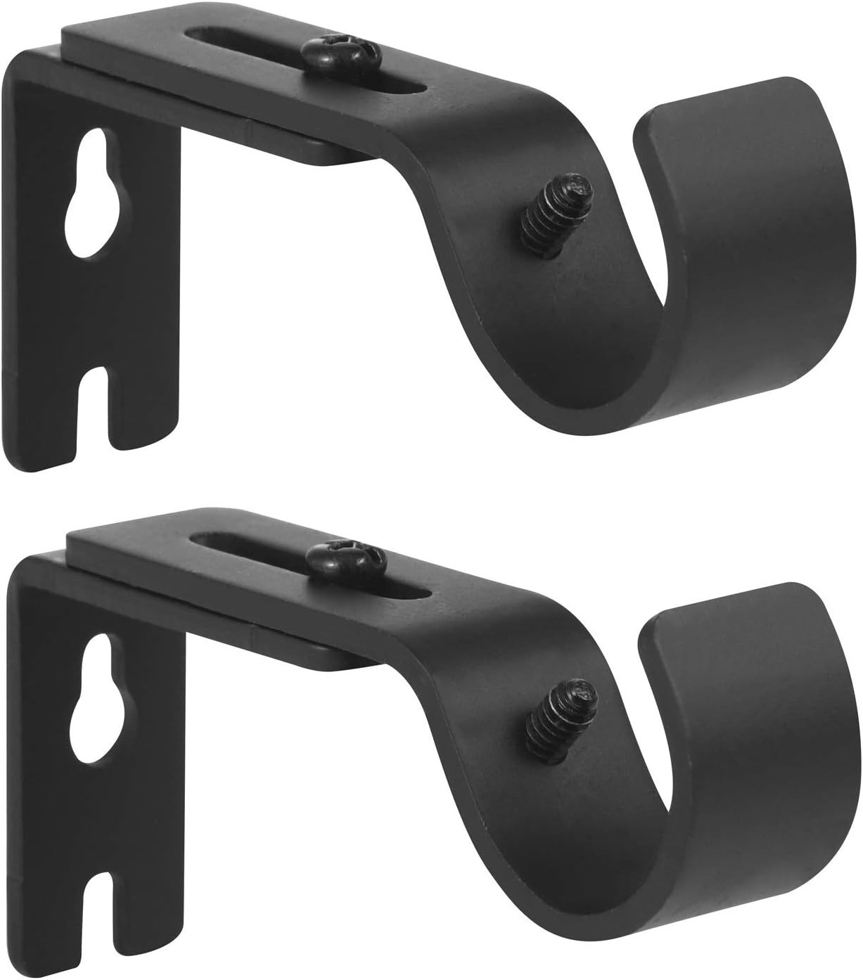Curtain Rod Brackets, 2 Pack, 1 Inch, Black, Adjustable, Heavy Duty