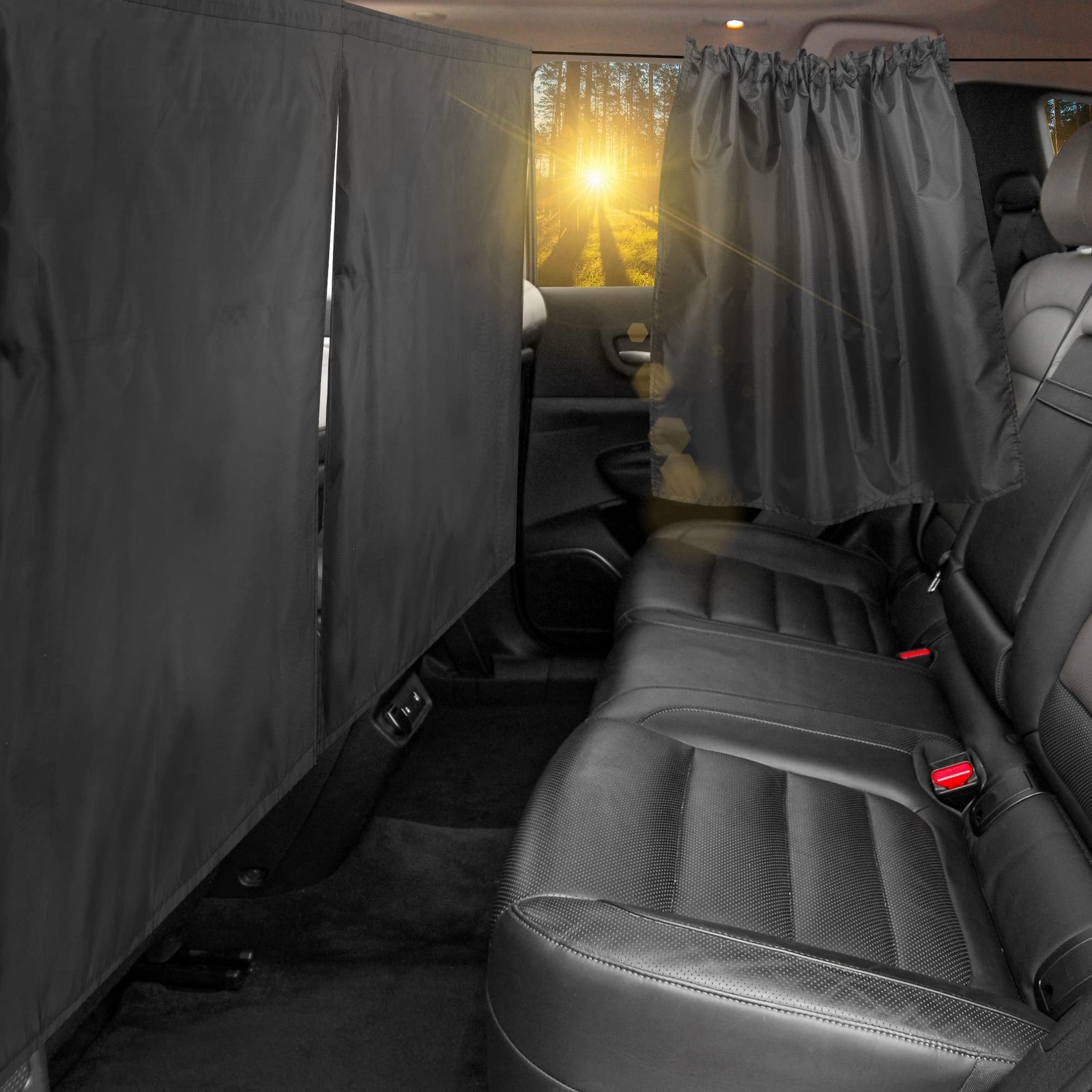 99% Light Blocking Car Curtains, 1 Rear Seat Divider Curtain & 2 Rear Side Wi…