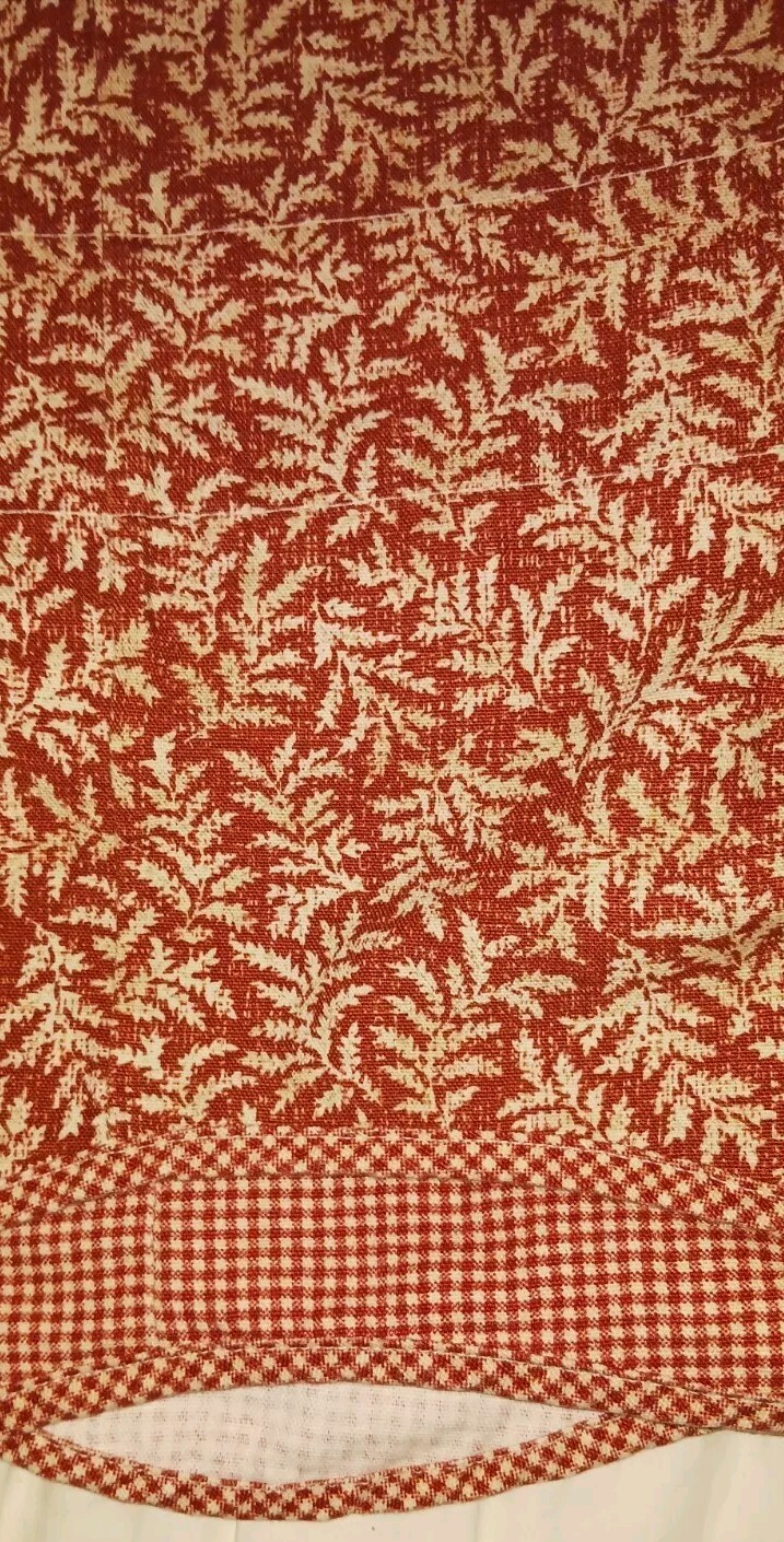 2 WAVERLY Fernwood Red Gingham Fern Toile Scalloped Valance Curtains 76 X 14 VGC