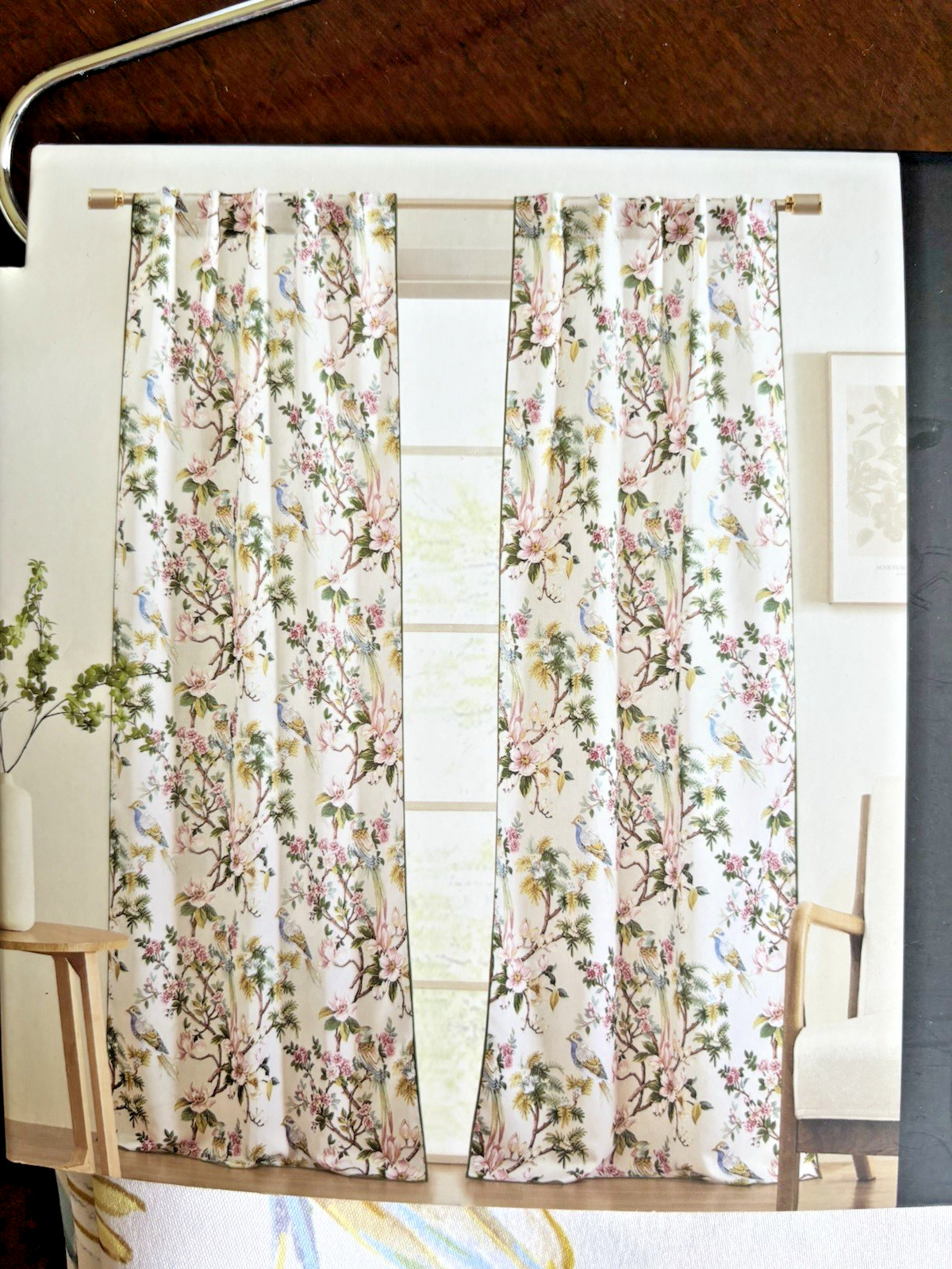 ENVOGUE Botanical Garden Floral Exotic Birds Set of 2 Curtain Panels 84” NEW