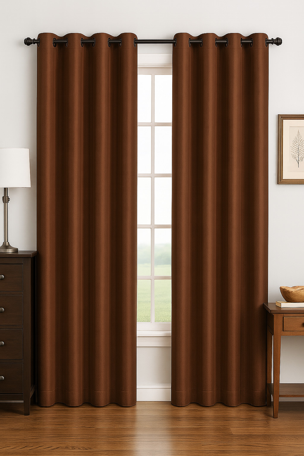 Luxury Glow Faux Silk Curtain Panel-1 Panel, 8 Grommets,Elegant & Light Blocking
