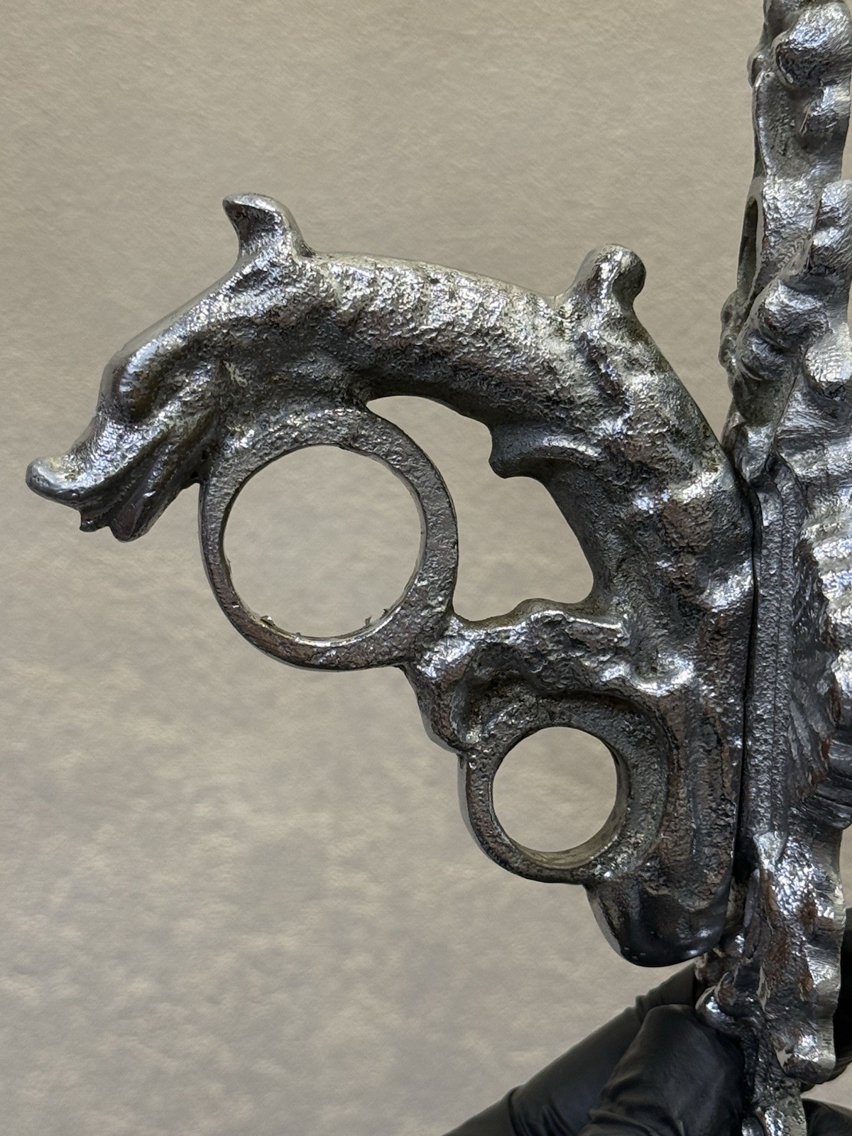 Pair Vintage Soviet Bronze Sea Dragon Curtain Brackets Nickel 1970s USSR