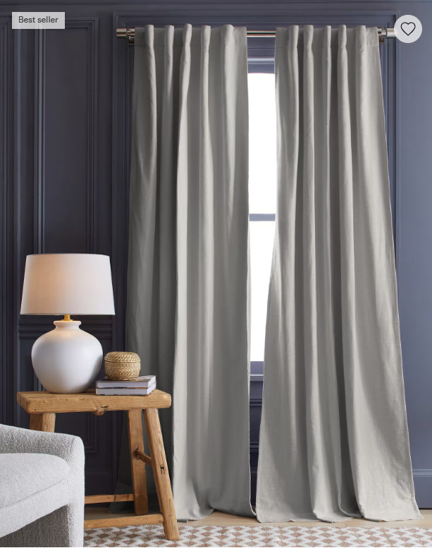 NWT QUINCE BLACKOUT COTTON SLUB CURTAIN PANEL SET 2 CLOUD GREY 48 X 84 $119.80