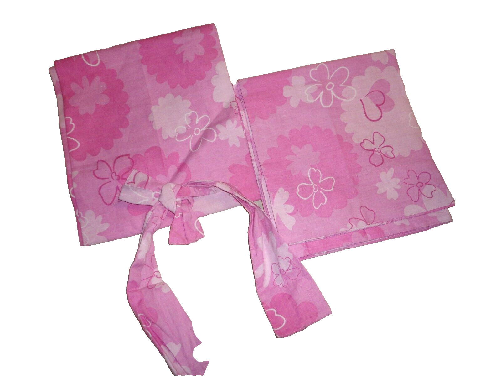 DISNEY PRINCESS (PAIR) UNLINED PANELS CURTAINS & TIEBACKS PINK FLORAL 42 X 84
