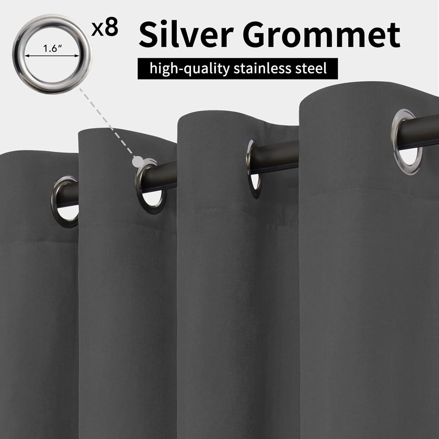 54×84 Inch Windproof Curtains for Patio & Gazebo, Grey Waterproof Design