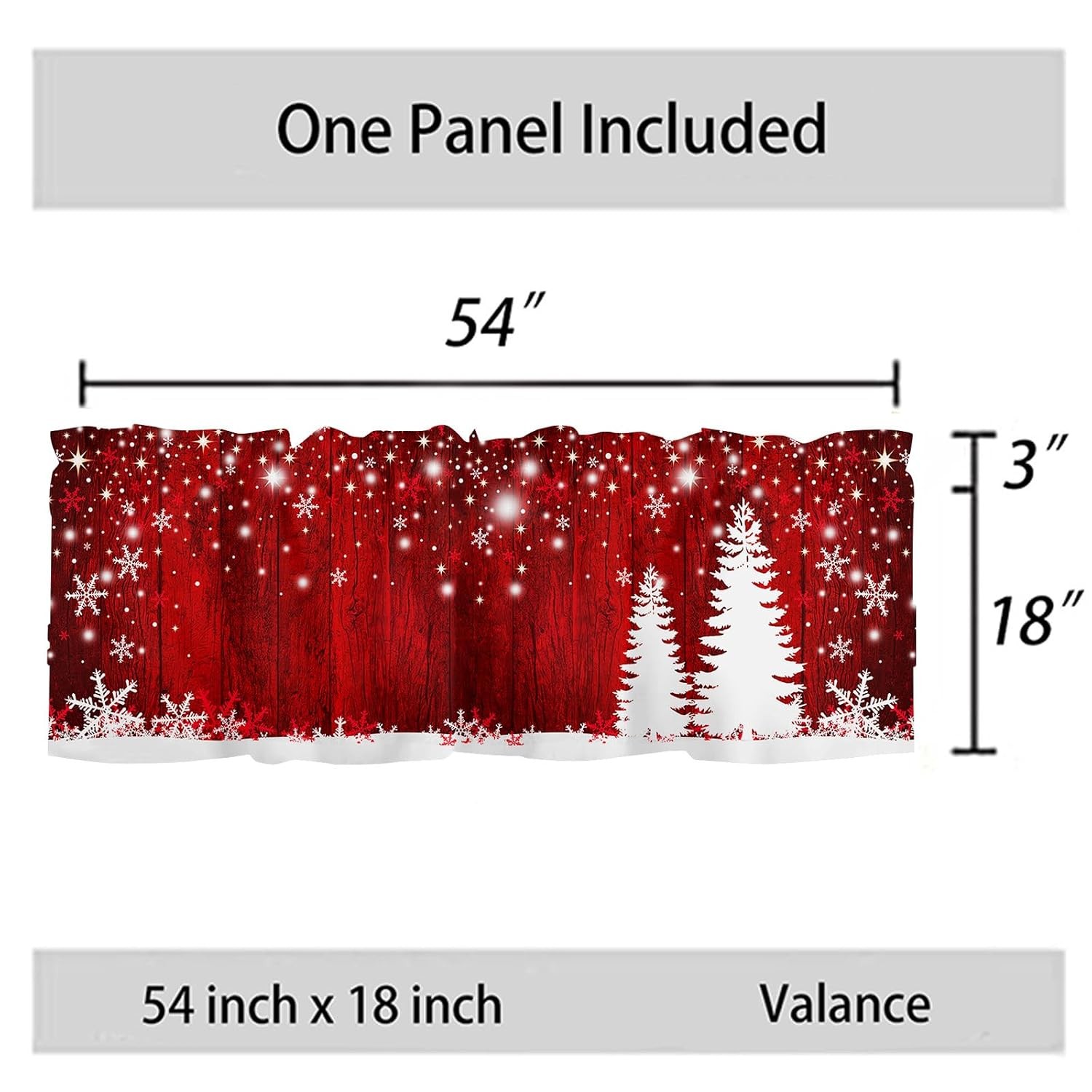 Christmas Curtains Valances for Kitchen Windows Winter Red Valance