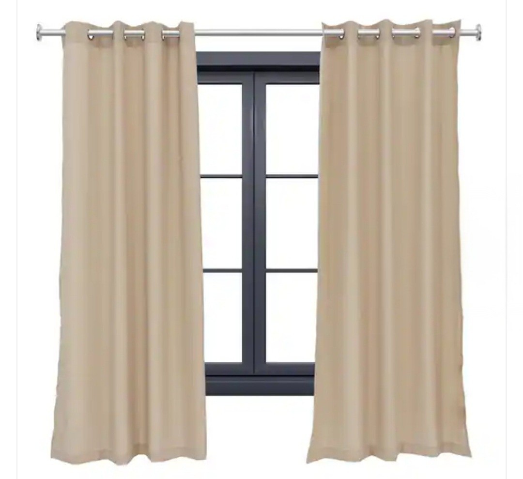 Beige Grommet Curtain Panel Set 54×84 100% Polyester (4 Panels)